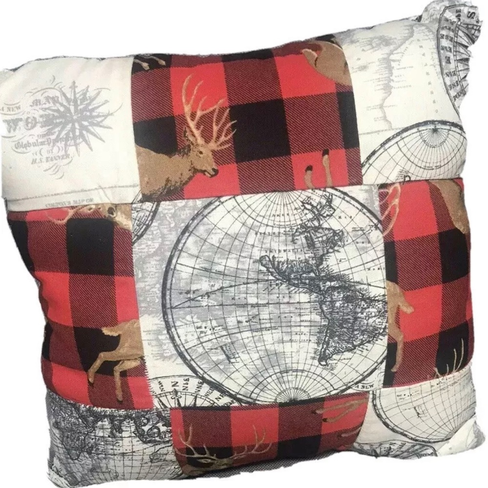 Quilted Deer Print Pillow w/ Pocket (10 inch)